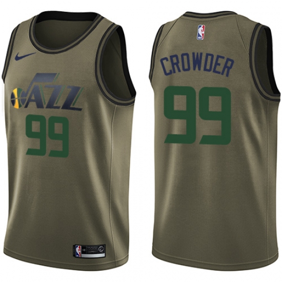 Men's Nike Utah Jazz 99 Jae Crowder Swingman Green Salute to Service NBA Jersey