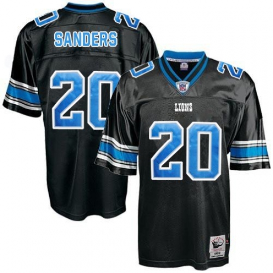 Mitchell And Ness Detroit Lions 20 Barry Sanders Black Authentic Throwback NFL Jersey