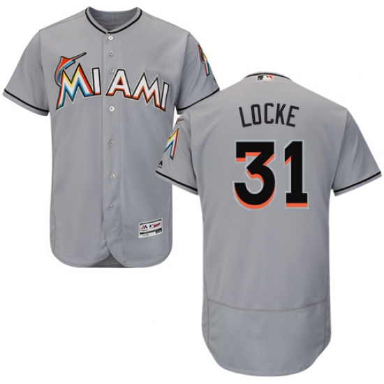 Men's Majestic Miami Marlins 31 Jeff Locke Grey Flexbase Authentic Collection MLB Jersey
