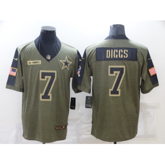 Men's Dallas Cowboys 7 Trevon Diggs Nike Olive 2021 Salute To Service Limited Player Jersey