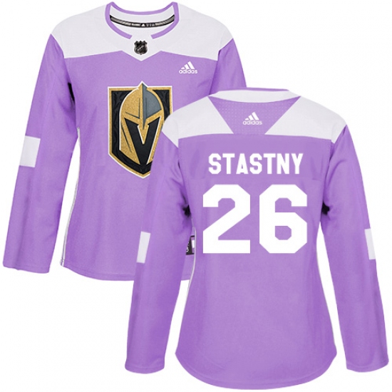 Women's Adidas Vegas Golden Knights 26 Paul Stastny Authentic Purple Fights Cancer Practice NHL Jersey