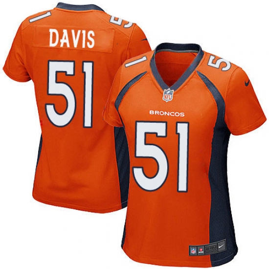 Women's Nike Denver Broncos 51 Todd Davis Game Orange Team Color NFL Jersey