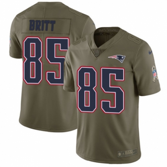 Youth Nike New England Patriots 85 Kenny Britt Limited Olive 2017 Salute to Service NFL Jersey