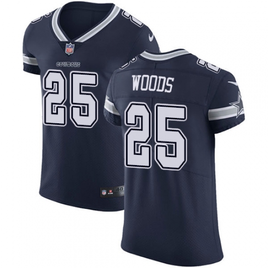 Men's Nike Dallas Cowboys 25 Xavier Woods Navy Blue Team Color Vapor Untouchable Elite Player NFL Jersey