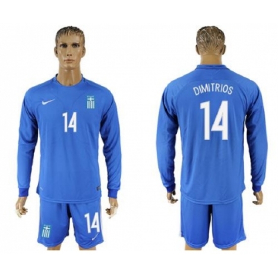 Greece 14 Dimitrios Away Long Sleeves Soccer Country Jersey