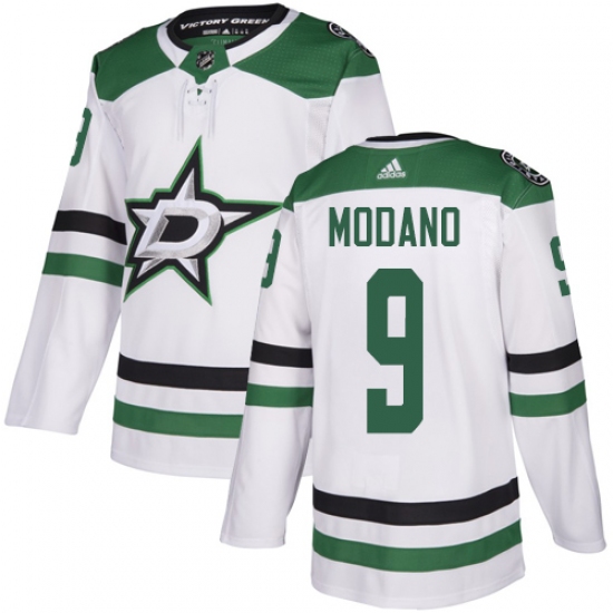 Men's Adidas Dallas Stars 9 Mike Modano White Road Authentic Stitched NHL Jersey