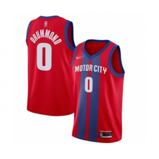 Men's Detroit Pistons 0 Andre Drummond Swingman Red Basketball Jersey - 2019 20 City Edition