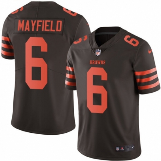 Men's Nike Cleveland Browns 6 Baker Mayfield Limited Brown Rush Vapor Untouchable NFL Jersey