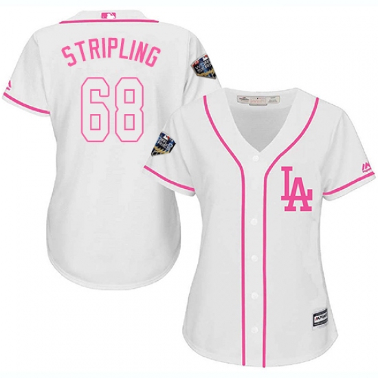 Women's Majestic Los Angeles Dodgers 68 Ross Stripling Authentic White Fashion Cool Base 2018 World Series MLB Jersey