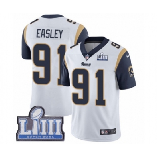Men's Nike Los Angeles Rams 91 Dominique Easley White Vapor Untouchable Limited Player Super Bowl LIII Bound NFL Jersey