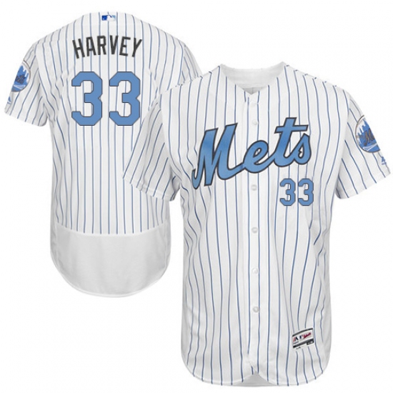Men's Majestic New York Mets 33 Matt Harvey Authentic White 2016 Father's Day Fashion Flex Base MLB Jersey