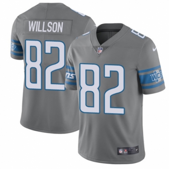 Men's Nike Detroit Lions 82 Luke Willson Elite Steel Rush Vapor Untouchable NFL Jersey