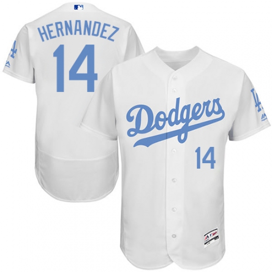 Men's Majestic Los Angeles Dodgers 14 Enrique Hernandez Authentic White 2016 Father's Day Fashion Flex Base MLB Jersey