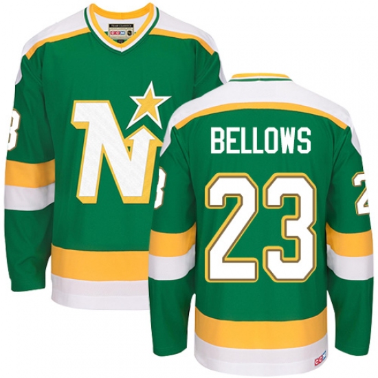 Men's CCM Dallas Stars 23 Brian Bellows Authentic Green Throwback NHL Jersey