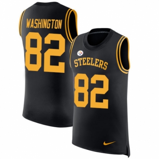 Men's Nike Pittsburgh Steelers 82 James Washington Black Rush Player Name & Number Tank Top NFL Jersey