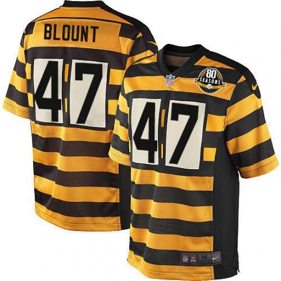 Men's Nike Pittsburgh Steelers 47 Mel Blount Elite Yellow/Black Alternate 80TH Anniversary Throwback NFL Jersey