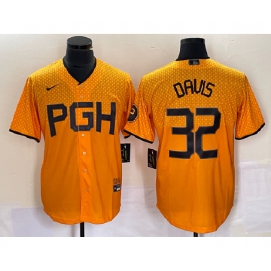 Men's Nike Pittsburgh Pirates 32 Henry Davis Yellow 2023 City Connect Stitched Jersey
