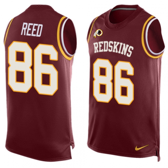 Men's Nike Washington Redskins 86 Jordan Reed Limited Red Player Name & Number Tank Top NFL Jersey