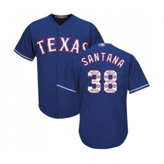 Men's Texas Rangers 38 Danny Santana Authentic Royal Blue Team Logo Fashion Cool Base Baseball Jersey