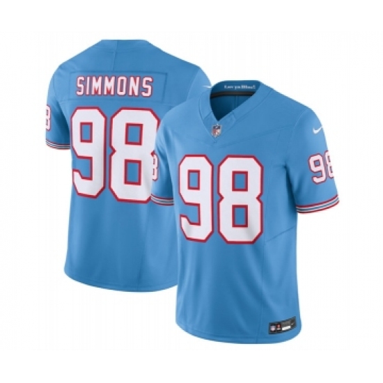 Men's Nike Tennessee Titans 98 Jeffery Simmons Light Blue 2023 F.U.S.E. Vapor Limited Throwback Stitched Football Jersey