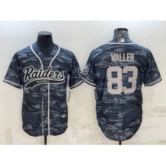 Men's Las Vegas Raiders 83 Darren Waller Grey Camo With Patch Cool Base Stitched Baseball Jersey