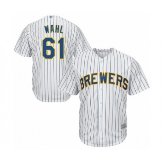 Youth Milwaukee Brewers 61 Bobby Wahl Authentic White Alternate Cool Base Baseball Player Jersey