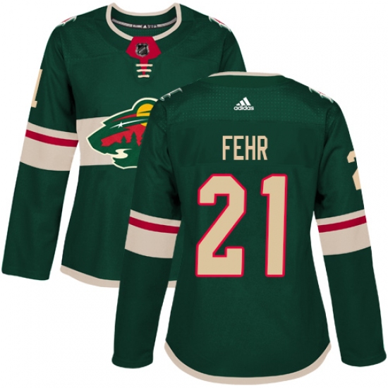 Women's Adidas Minnesota Wild 21 Eric Fehr Premier Green Home NHL Jersey