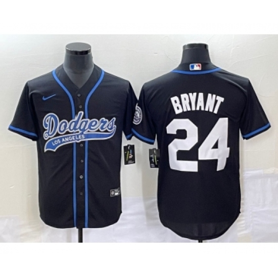Men's Los Angeles Dodgers 24 Kobe Bryant Black Cool Base Stitched Baseball Jersey