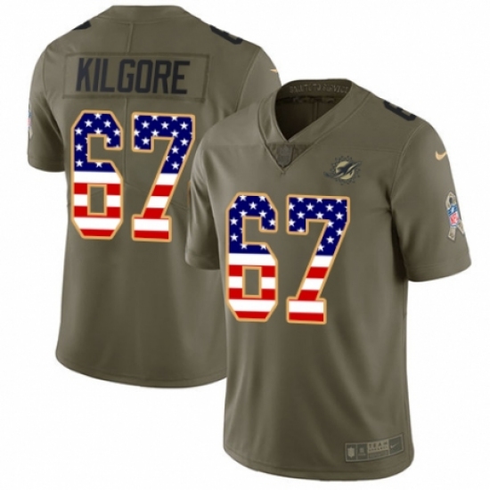 Youth Nike Miami Dolphins 67 Daniel Kilgore Limited Olive/USA Flag 2017 Salute to Service NFL Jersey