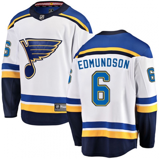 Youth St. Louis Blues 6 Joel Edmundson Fanatics Branded White Away Breakaway NHL Jersey