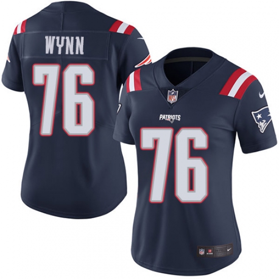 Women's Nike New England Patriots 76 Isaiah Wynn Limited Navy Blue Rush Vapor Untouchable NFL Jersey