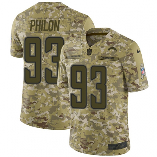 Men's Nike Los Angeles Chargers 93 Darius Philon Limited Camo 2018 Salute to Service NFL Jersey