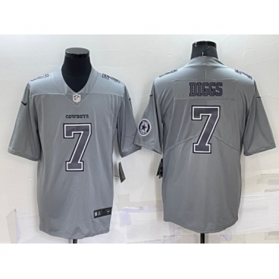 Men's Dallas Cowboys 7 Trevon Diggs LOGO Grey Atmosphere Fashion 2022 Vapor Untouchable Stitched Nike Limited Jersey