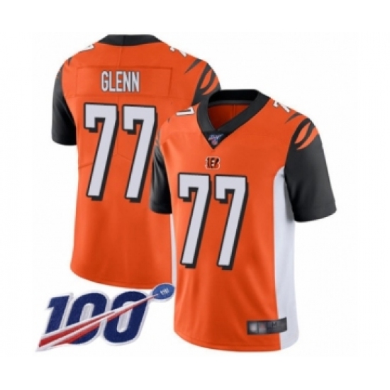 Men's Cincinnati Bengals 77 Cordy Glenn Orange Alternate Vapor Untouchable Limited Player 100th Season Football Jersey