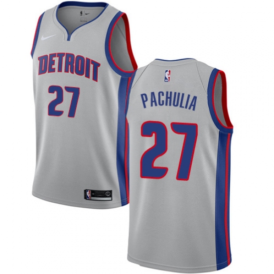 Men's Nike Detroit Pistons 27 Zaza Pachulia Swingman Silver NBA Jersey Statement Edition