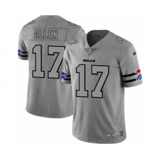 Men's Buffalo Bills 17 Josh Allen Limited Gray Team Logo Gridiron Football Jersey