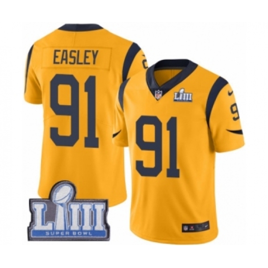Youth Nike Los Angeles Rams 91 Dominique Easley Limited Gold Rush Vapor Untouchable Super Bowl LIII Bound NFL Jersey