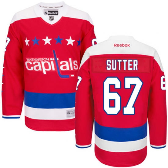 Men's Reebok Washington Capitals 67 Riley Sutter Authentic Red Third NHL Jersey