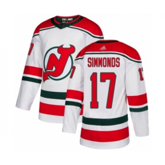 Men's New Jersey Devils 17 Wayne Simmonds Authentic White Alternate Hockey Jersey