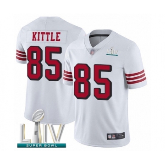 Men's San Francisco 49ers 85 George Kittle Limited White Rush Vapor Untouchable Super Bowl LIV Bound Football Jersey