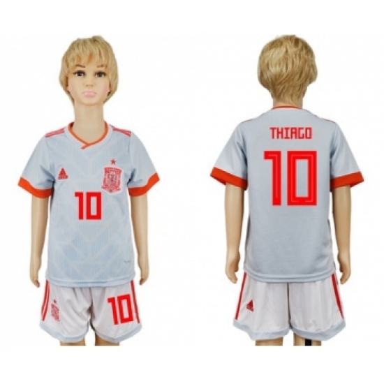 Spain 10 Thiago Away Kid Soccer Country Jersey