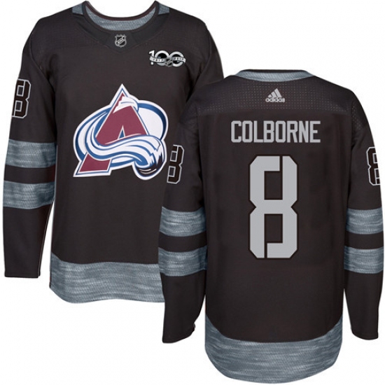 Men's Adidas Colorado Avalanche 8 Joe Colborne Premier Black 1917-2017 100th Anniversary NHL Jersey
