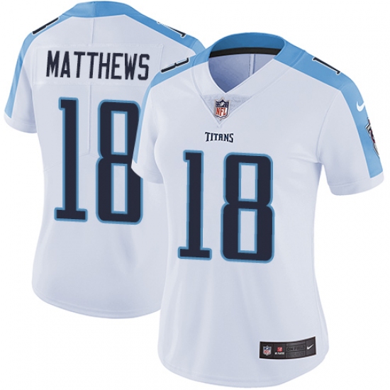 Women's Nike Tennessee Titans 18 Rishard Matthews White Vapor Untouchable Limited Player NFL Jersey
