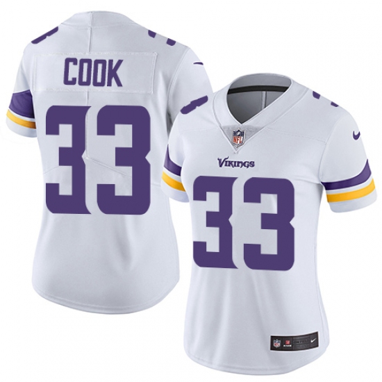 Women's Nike Minnesota Vikings 33 Dalvin Cook White Vapor Untouchable Limited Player NFL Jersey