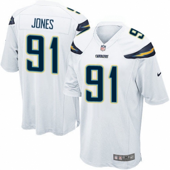 Men's Nike Los Angeles Chargers 91 Justin Jones Game White NFL Jersey