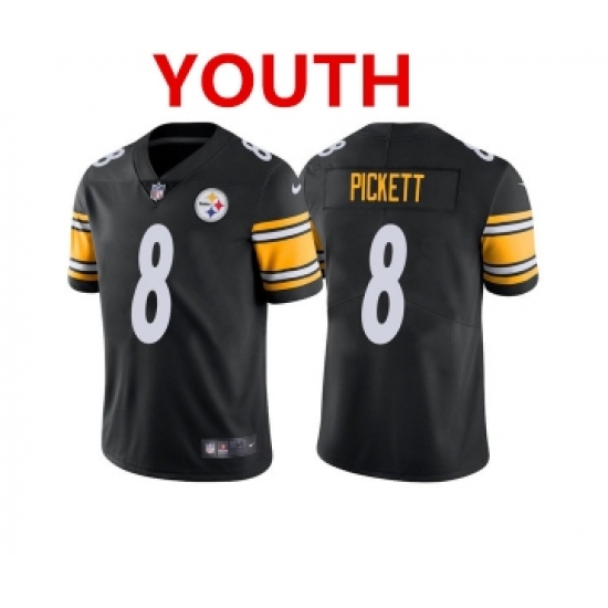 Youth Pittsburgh Steelers 8 Kenny Pickett Black 2022 Vapor Untouchable Stitched NFL Nike Limited Jersey