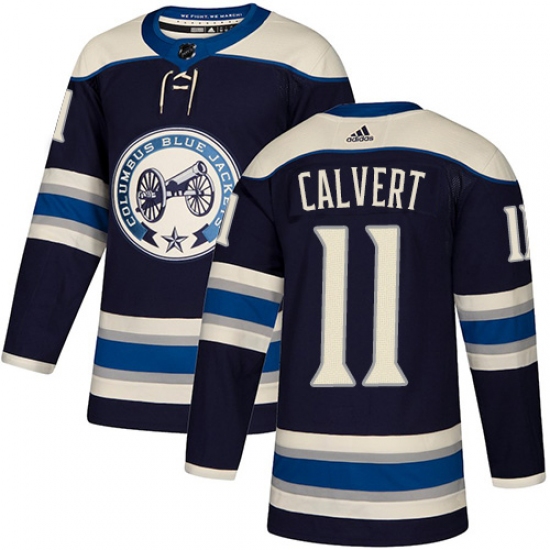 Men's Adidas Columbus Blue Jackets 11 Matt Calvert Authentic Navy Blue Alternate NHL Jersey