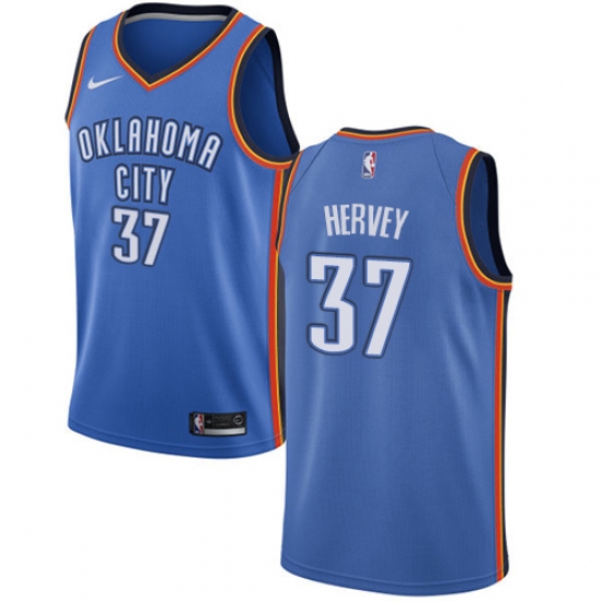Men's Nike Oklahoma City Thunder 37 Kevin Hervey Swingman Royal Blue NBA Jersey - Icon Edition