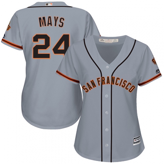 Women's Majestic San Francisco Giants 24 Willie Mays Replica Grey Road Cool Base MLB Jersey