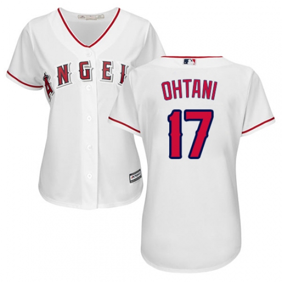Women's Majestic Los Angeles Angels of Anaheim 17 Shohei Ohtani Replica White Home Cool Base MLB Jersey